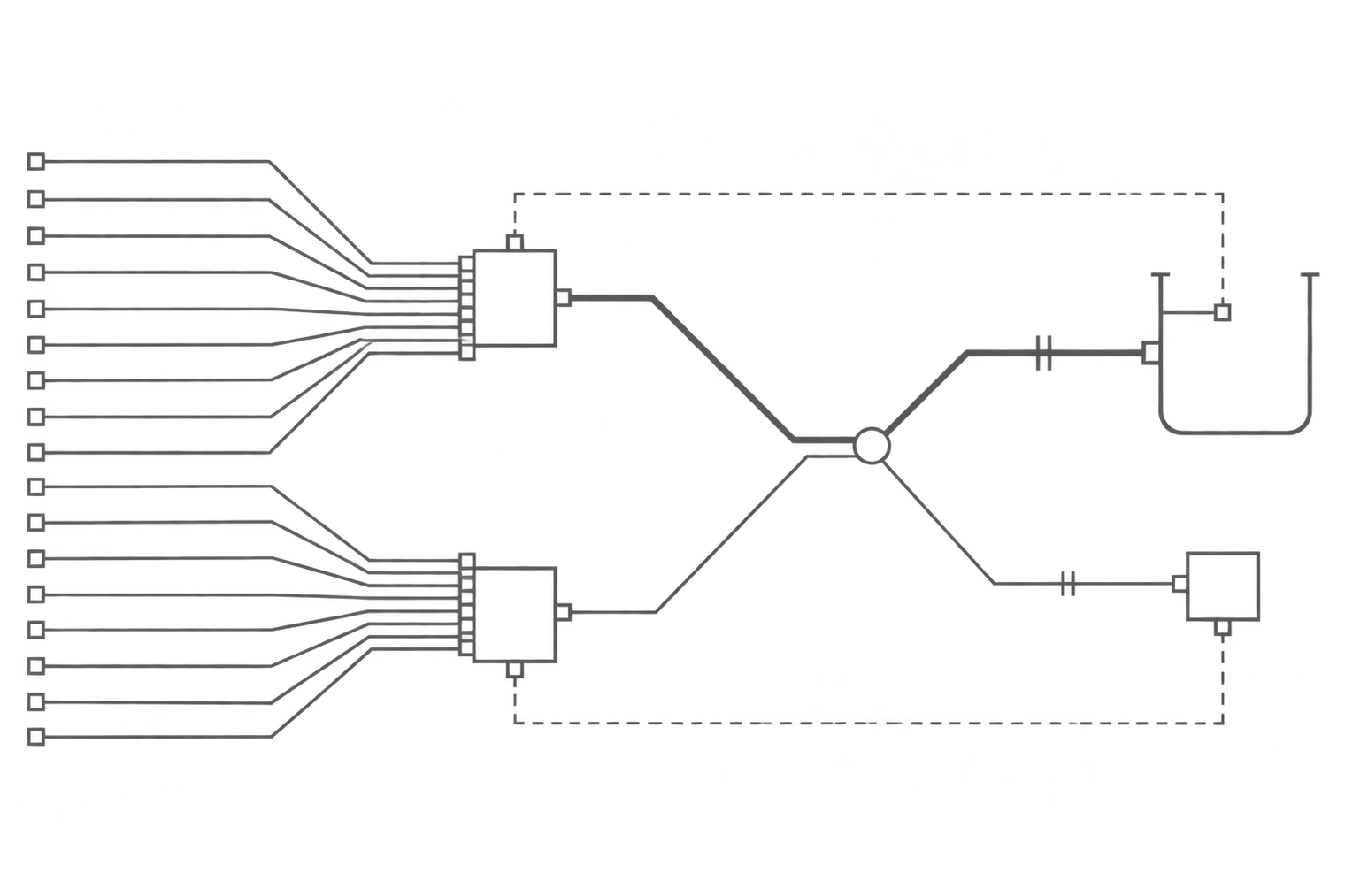 A wiring diagram: the creator fee enters at the left, splits into the pot and the burn.